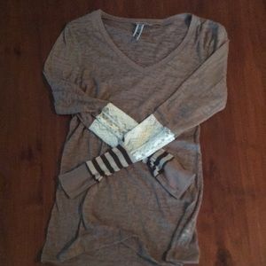 Brown see-through fitted shirt